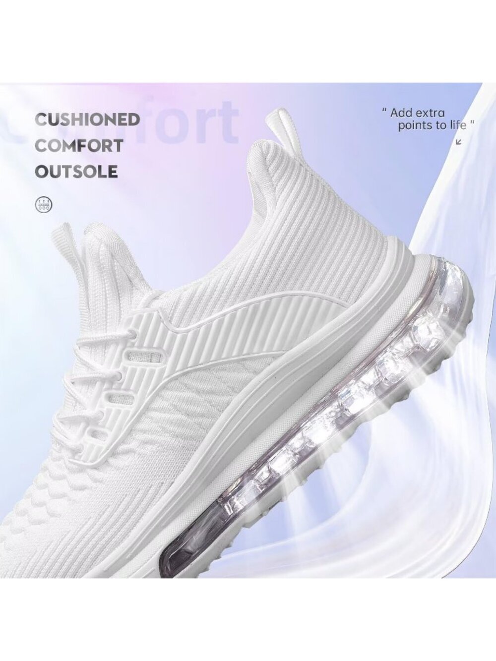Women's White Work Athletic Trainer Air Running Casual Slip On Walking Sneaker - Picture 4 of 6